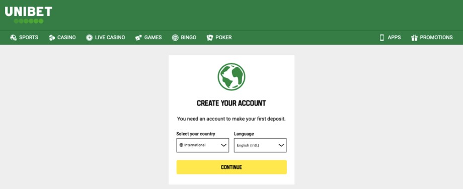 Unibet casino registration